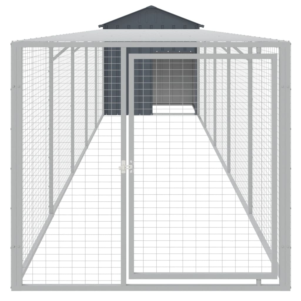 vidaXL Chicken Cage with Run Anthracite 117x609x123 cm Galvanised Steel