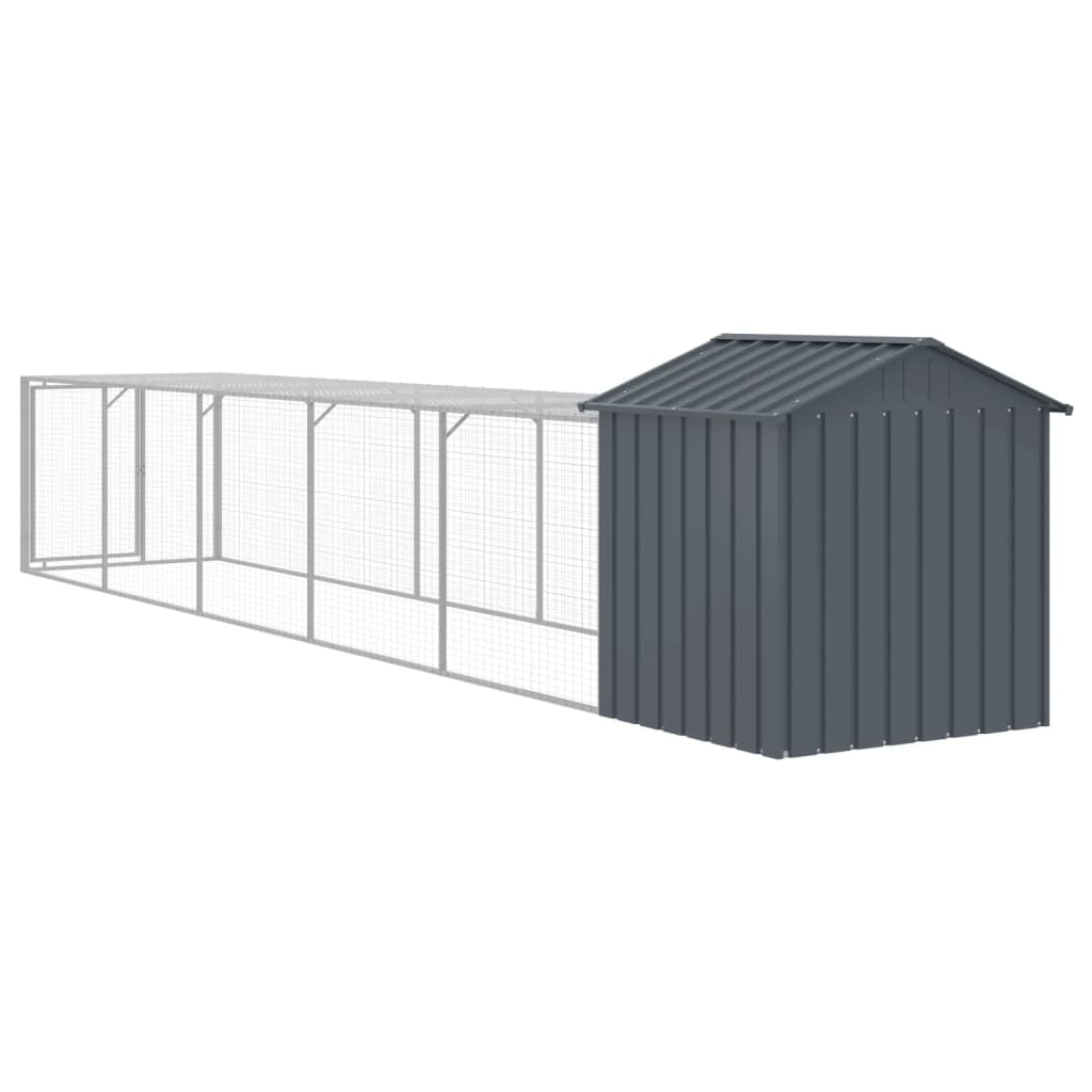 vidaXL Chicken Cage with Run Anthracite 117x609x123 cm Galvanised Steel