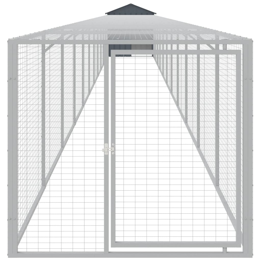 Chicken Cage with Run Anthracite 117x1221x123 cm Galvanised Steel