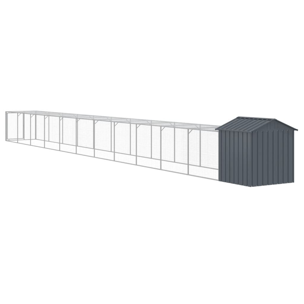 Chicken Cage with Run Anthracite 117x1221x123 cm Galvanised Steel