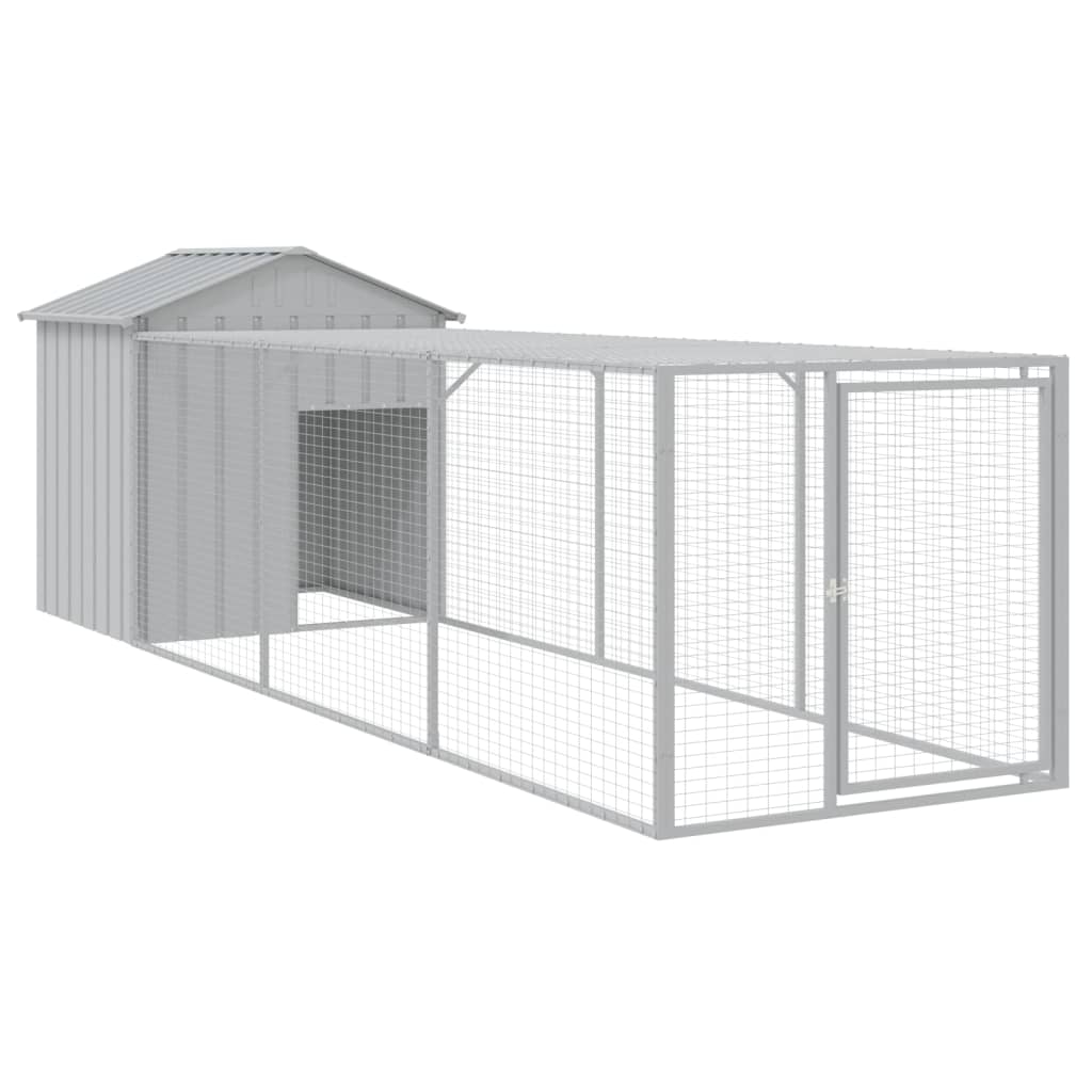 vidaXL Chicken Cage with Run Light Grey 117x405x123 cm Galvanised Steel