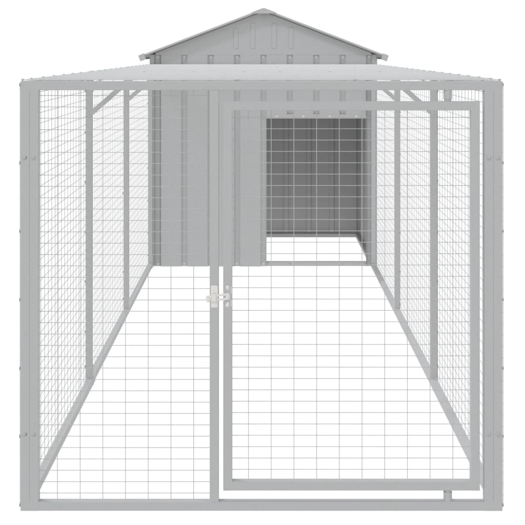 vidaXL Chicken Cage with Run Light Grey 117x405x123 cm Galvanised Steel