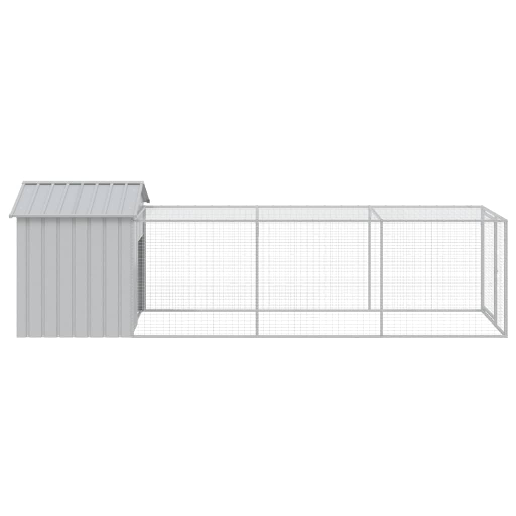 vidaXL Chicken Cage with Run Light Grey 117x405x123 cm Galvanised Steel