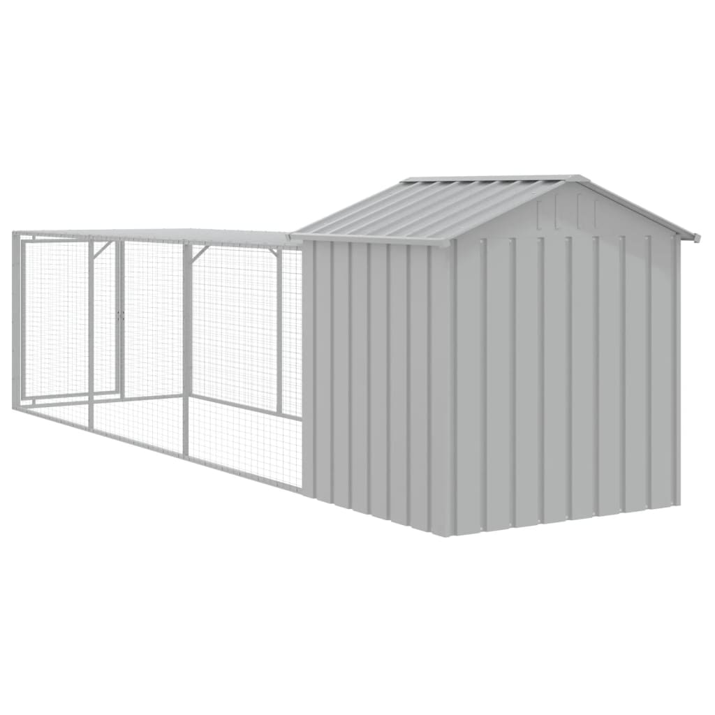 vidaXL Chicken Cage with Run Light Grey 117x405x123 cm Galvanised Steel