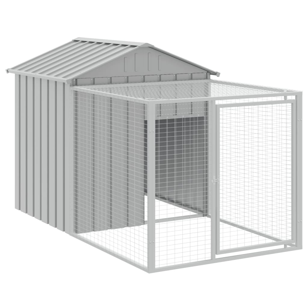 vidaXL Chicken Cage with Run Light Grey 117x405x123 cm Galvanised Steel