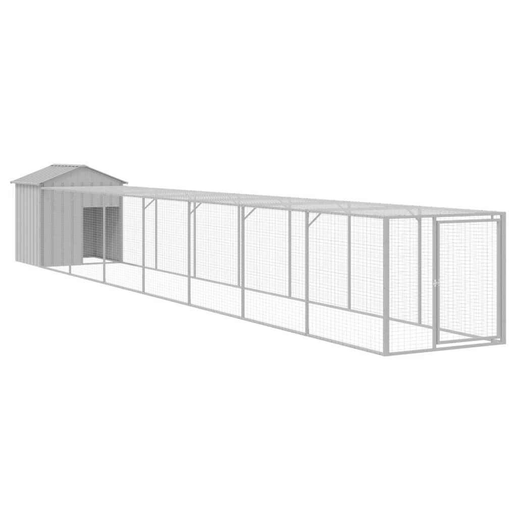 Chicken Cage with Run Light Grey 117x813x123 cm Galvanised Steel