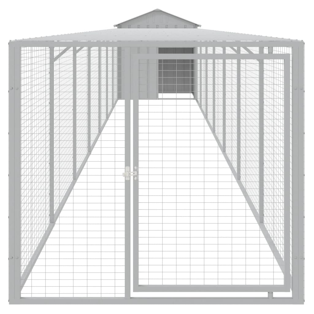 Chicken Cage with Run Light Grey 117x813x123 cm Galvanised Steel