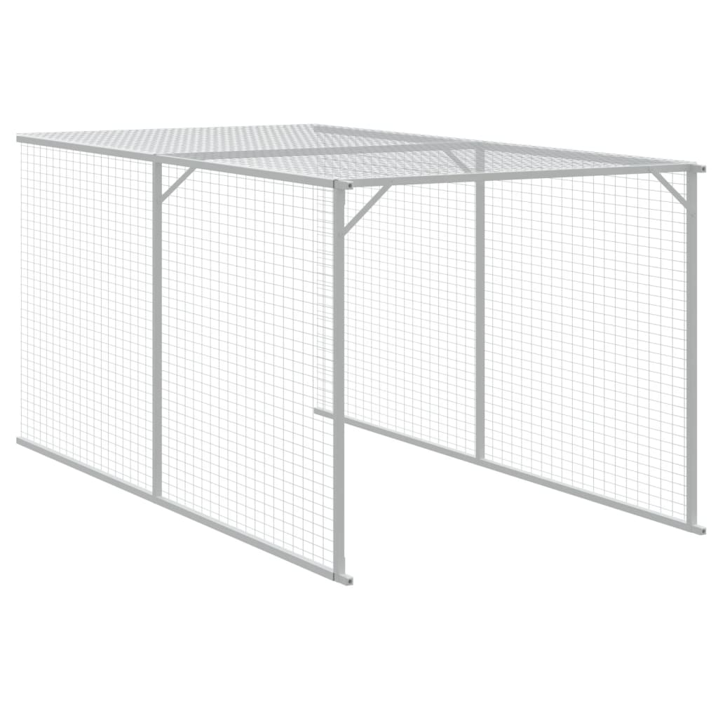 Chicken Cage with Run Light Grey 117x813x123 cm Galvanised Steel