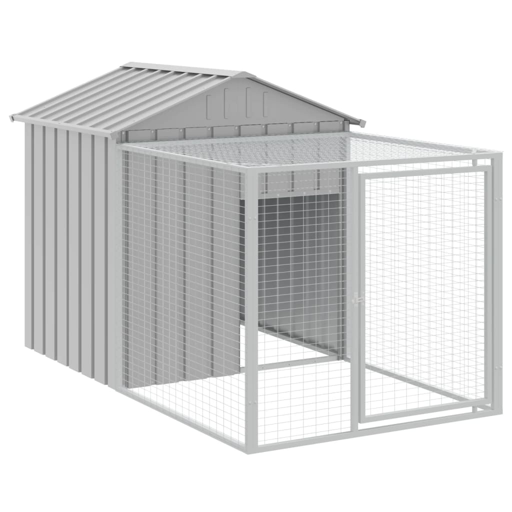 Chicken Cage with Run Light Grey 117x1221x123 cm Galvanised Steel