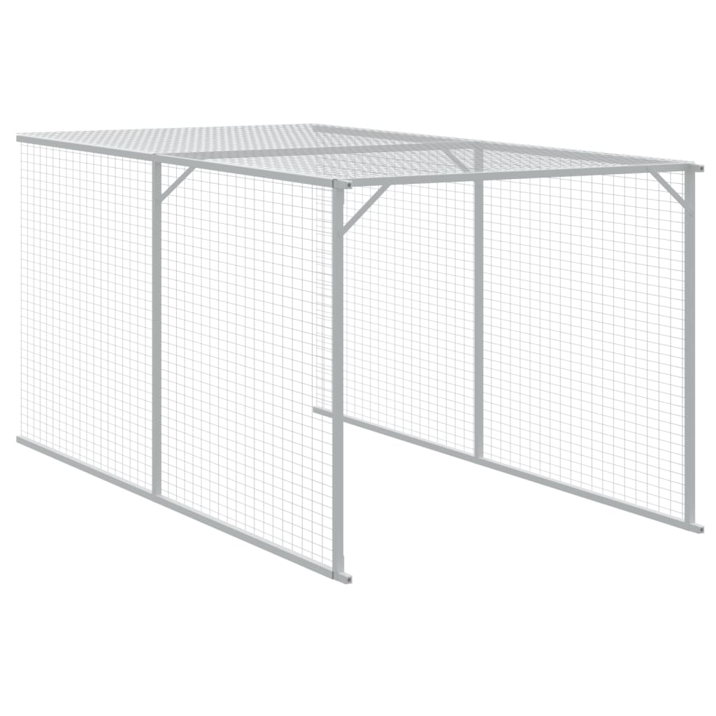 Chicken Cage with Run Light Grey 117x1221x123 cm Galvanised Steel