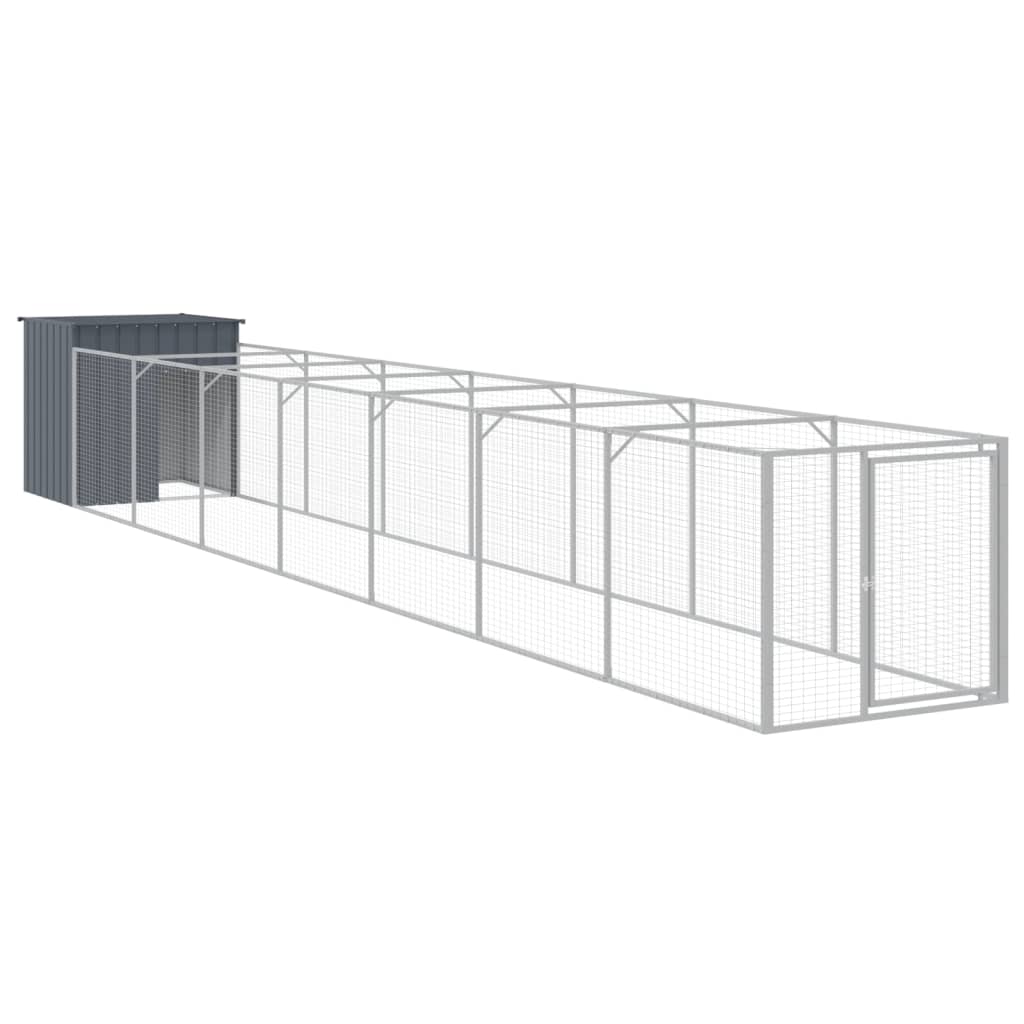 vidaXL Dog House with Run Anthracite 110x813x110 cm Galvanised Steel