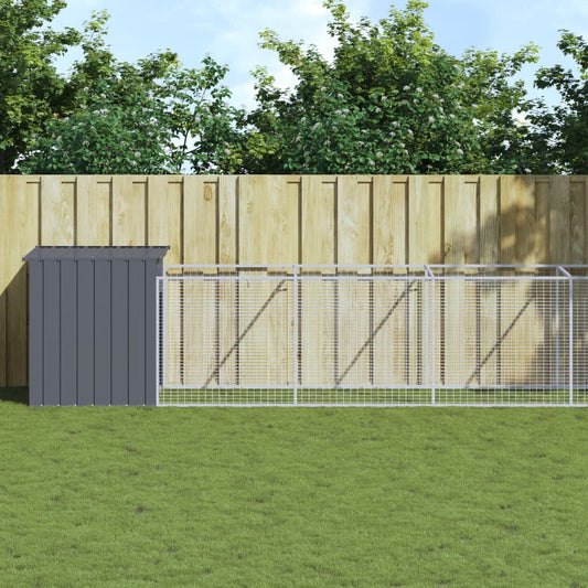 vidaXL Dog House with Run Anthracite 110x813x110 cm Galvanised Steel