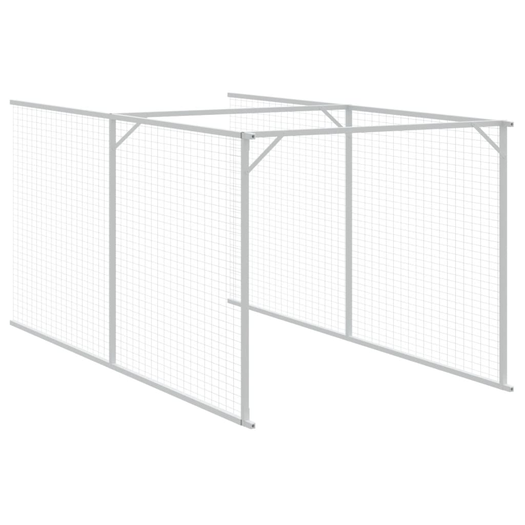 vidaXL Dog House with Run Light Grey 110x405x110 cm Galvanised Steel