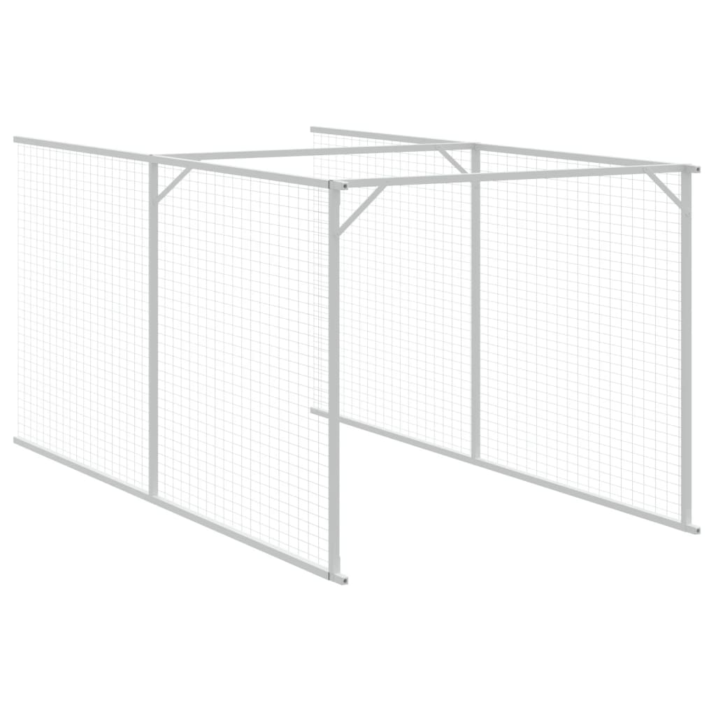 vidaXL Dog House with Run Light Grey 110x1017x110 cm Galvanised Steel