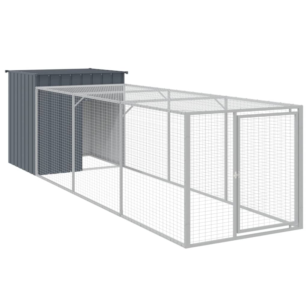 vidaXL Chicken Cage with Run Anthracite 110x405x110 cm Galvanised Steel