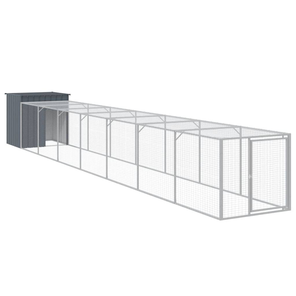 vidaXL Chicken Cage with Run Anthracite 110x813x110 cm Galvanised Steel