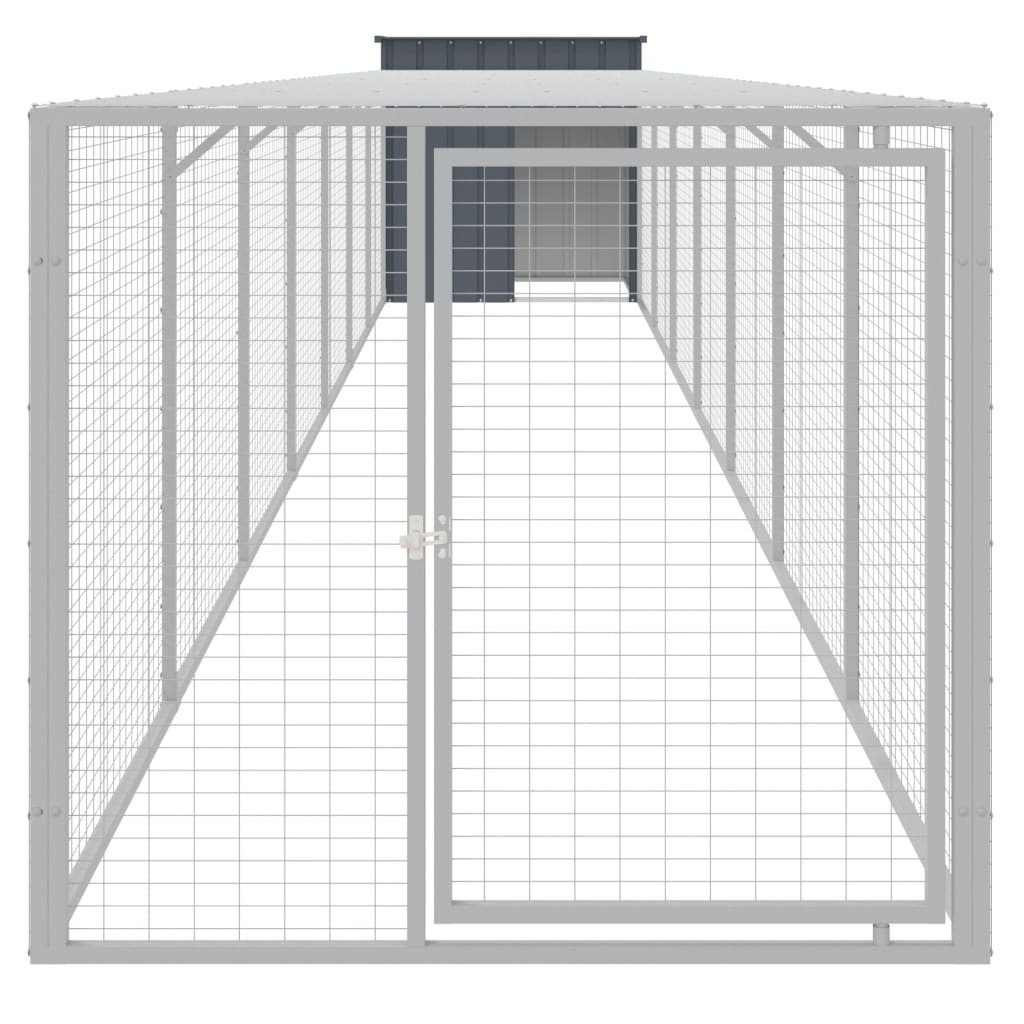 vidaXL Chicken Cage with Run Anthracite 110x813x110 cm Galvanised Steel