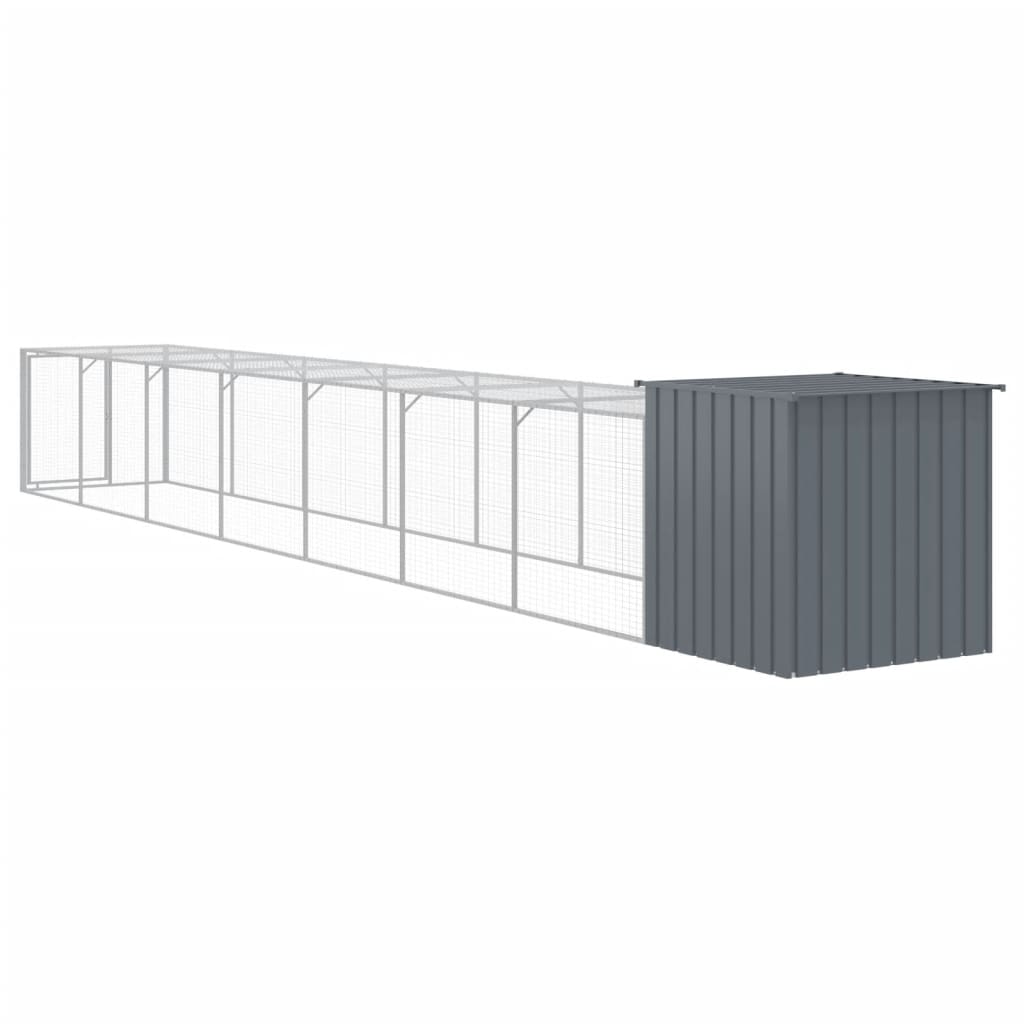 vidaXL Chicken Cage with Run Anthracite 110x813x110 cm Galvanised Steel