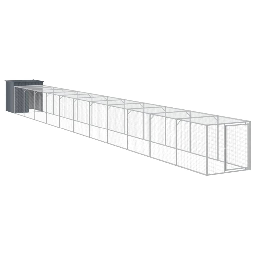 vidaXL Chicken Cage with Run Anthracite 110x1221x110 cm Galvanised Steel