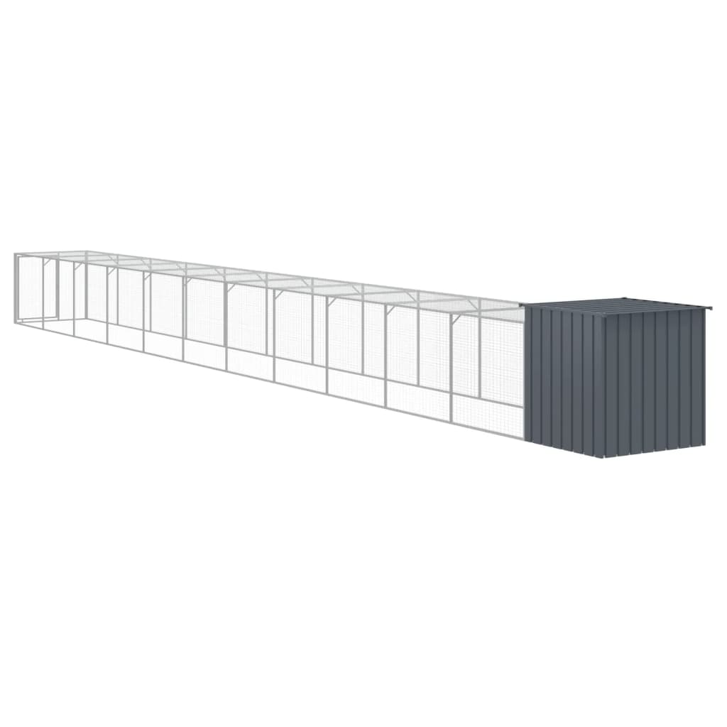 vidaXL Chicken Cage with Run Anthracite 110x1221x110 cm Galvanised Steel