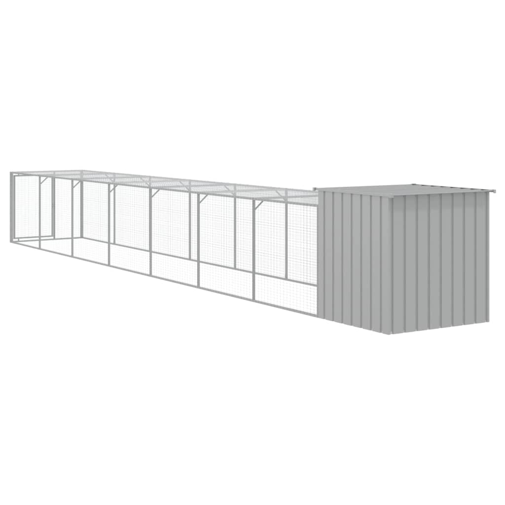 Chicken Cage with Run Light Grey 110x813x110 cm Galvanised Steel