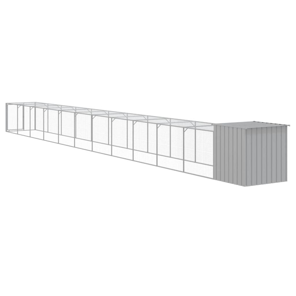 vidaXL Chicken Cage with Run Light Grey 110x1221x110 cm Galvanised Steel