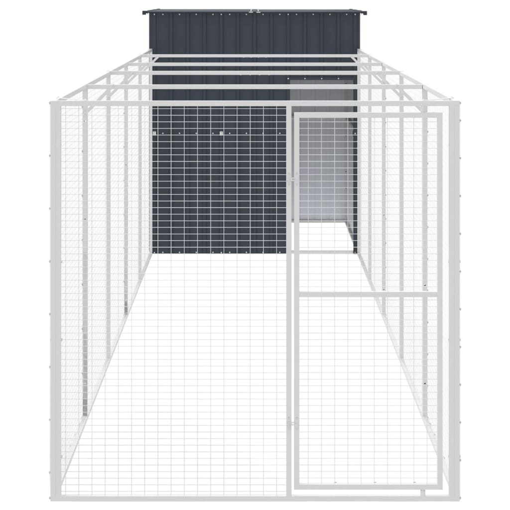 vidaXL Dog House with Run Anthracite 165x659x181 cm Galvanised Steel