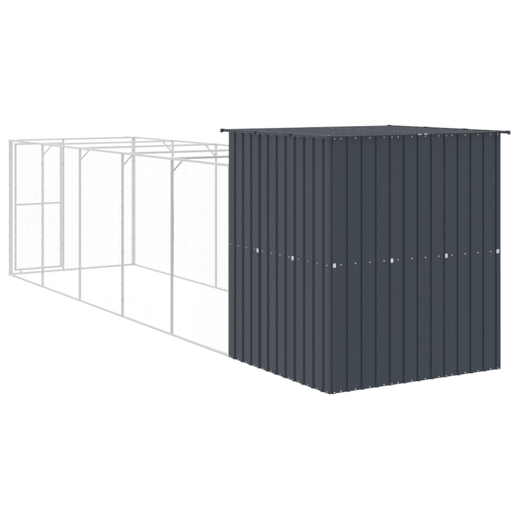 vidaXL Dog House with Run Anthracite 165x659x181 cm Galvanised Steel