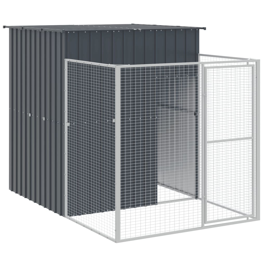 vidaXL Dog House with Run Anthracite 165x659x181 cm Galvanised Steel