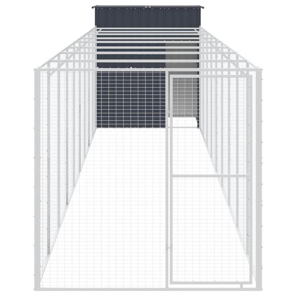 vidaXL Dog House with Run Anthracite 165x1067x181 cm Galvanised Steel