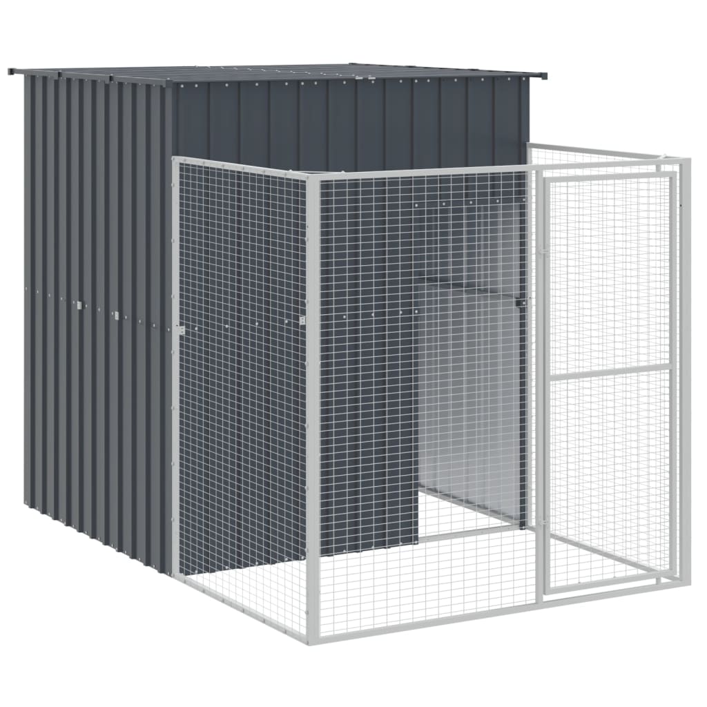 vidaXL Dog House with Run Anthracite 165x1067x181 cm Galvanised Steel