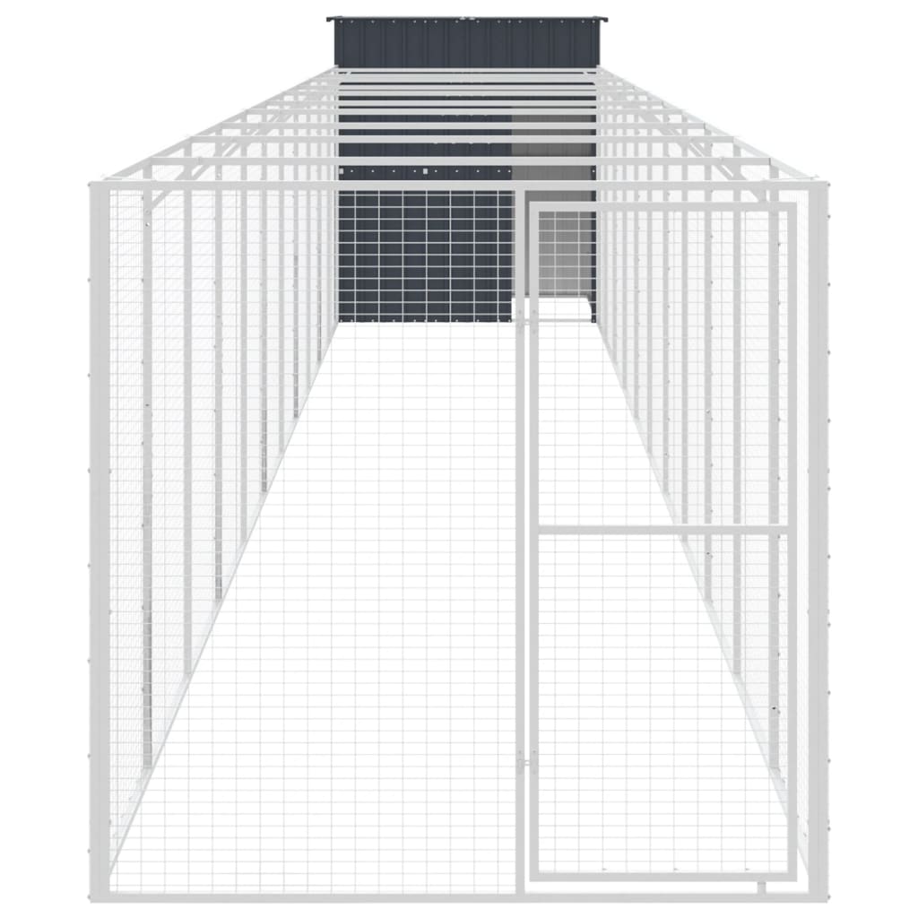 Dog House with Run Anthracite 165x1271x181 cm Galvanised Steel