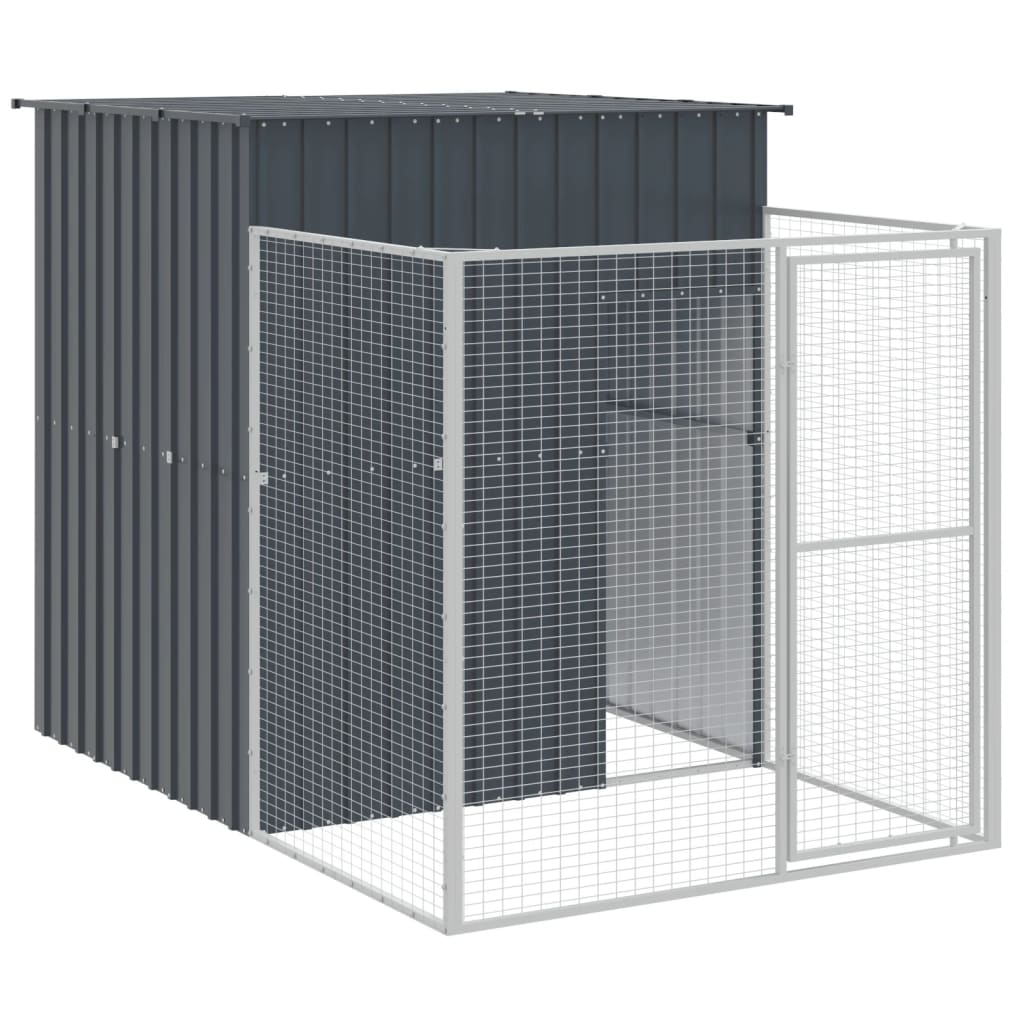 Dog House with Run Anthracite 165x1271x181 cm Galvanised Steel