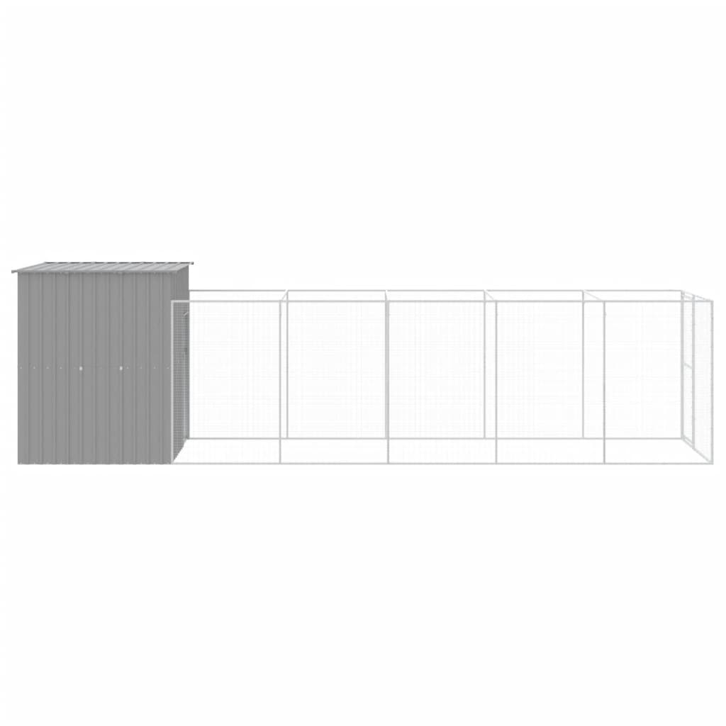 Dog House with Run Light Grey 165x659x181 cm Galvanised Steel