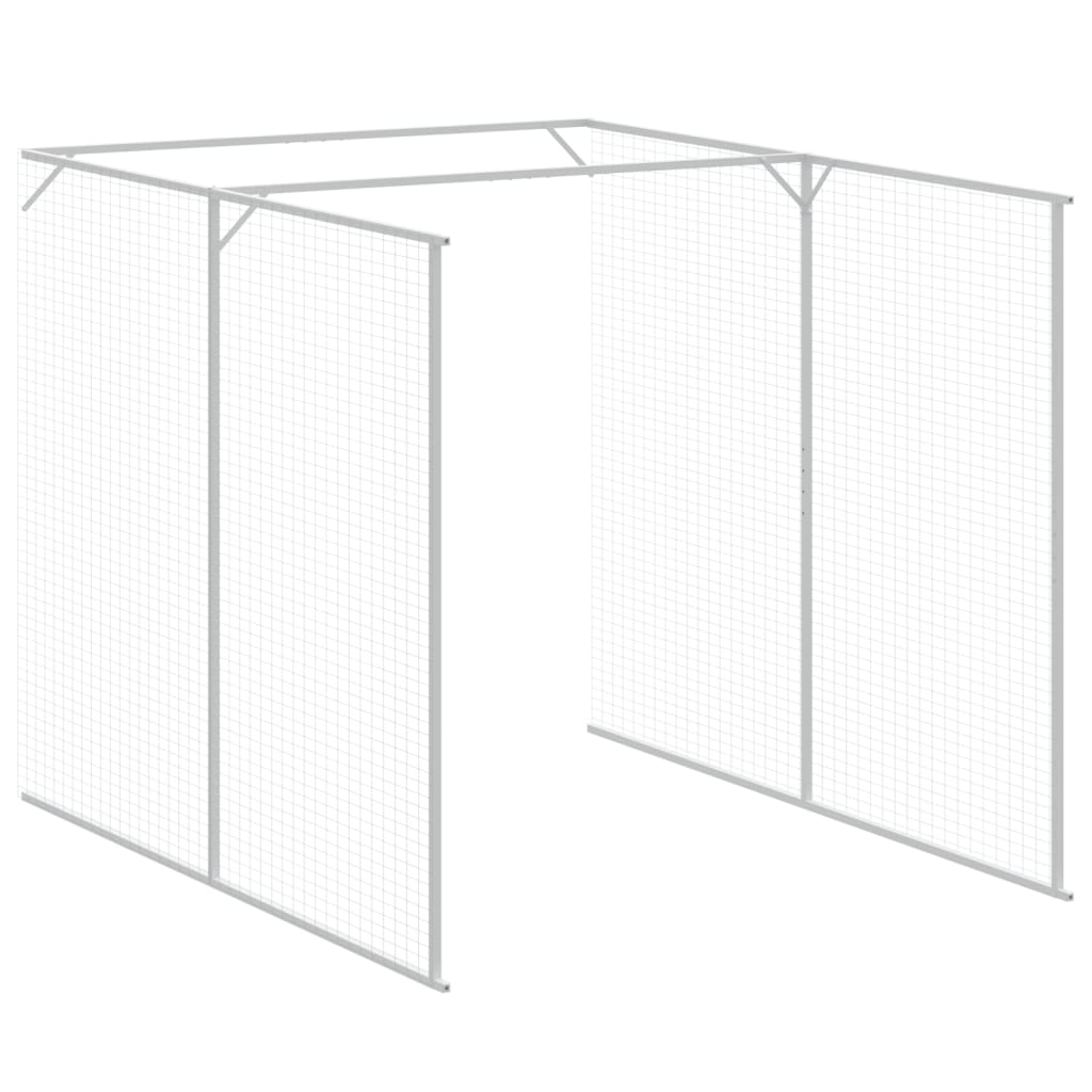 Dog House with Run Light Grey 165x659x181 cm Galvanised Steel