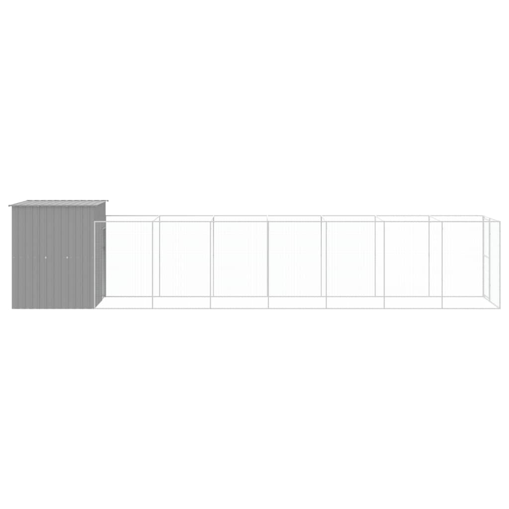 Dog House with Run Light Grey 165x863x181 cm Galvanised Steel