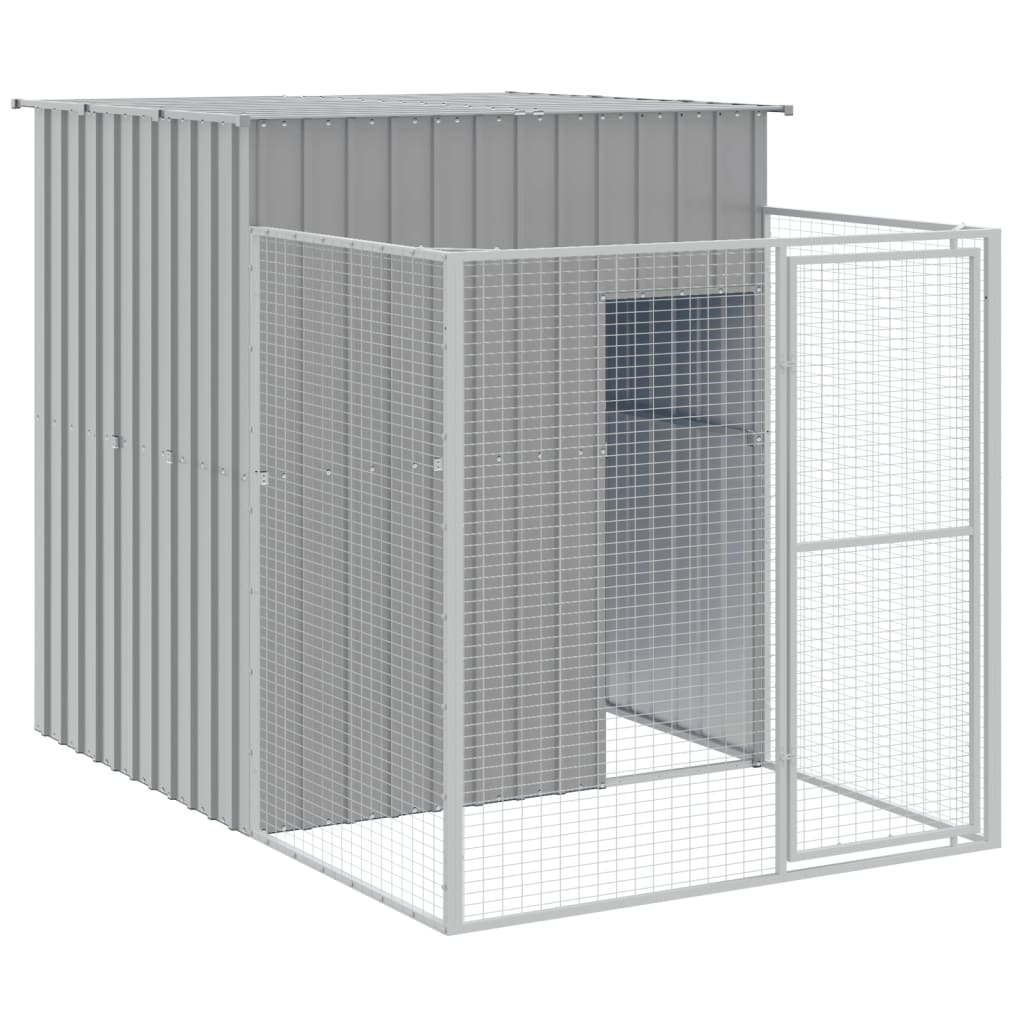 Dog House with Run Light Grey 165x863x181 cm Galvanised Steel