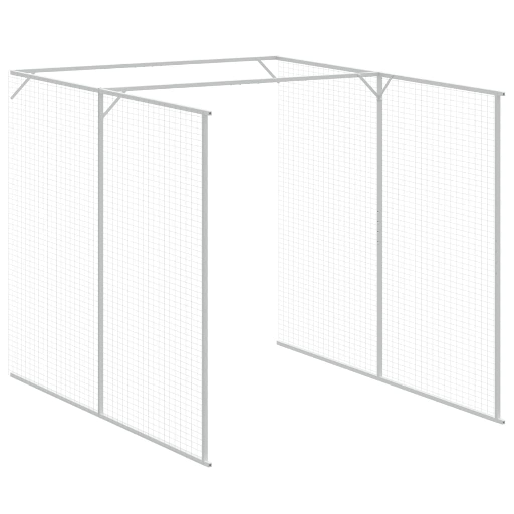 vidaXL Dog House with Run Light Grey 165x1067x181 cm Galvanised Steel