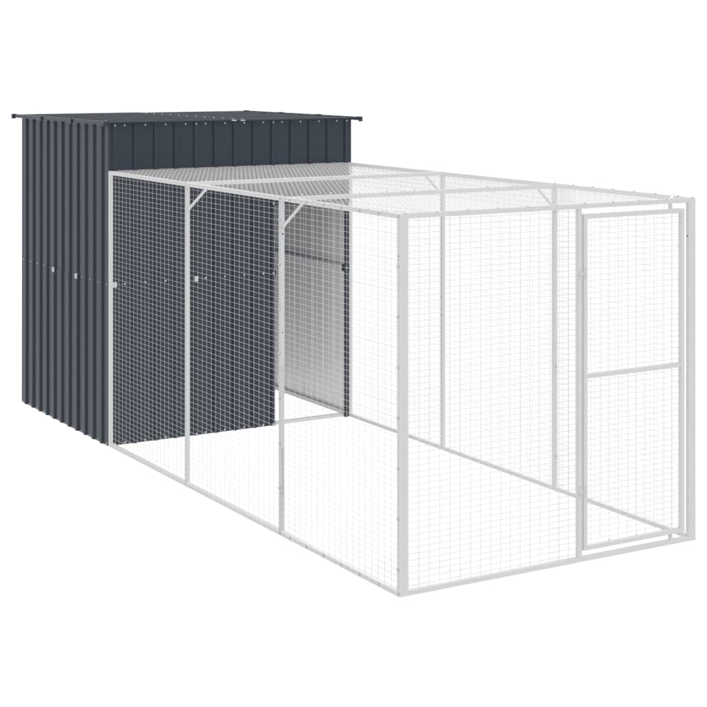 vidaXL Chicken Cage with Run Anthracite 165x455x181 cm Galvanised Steel