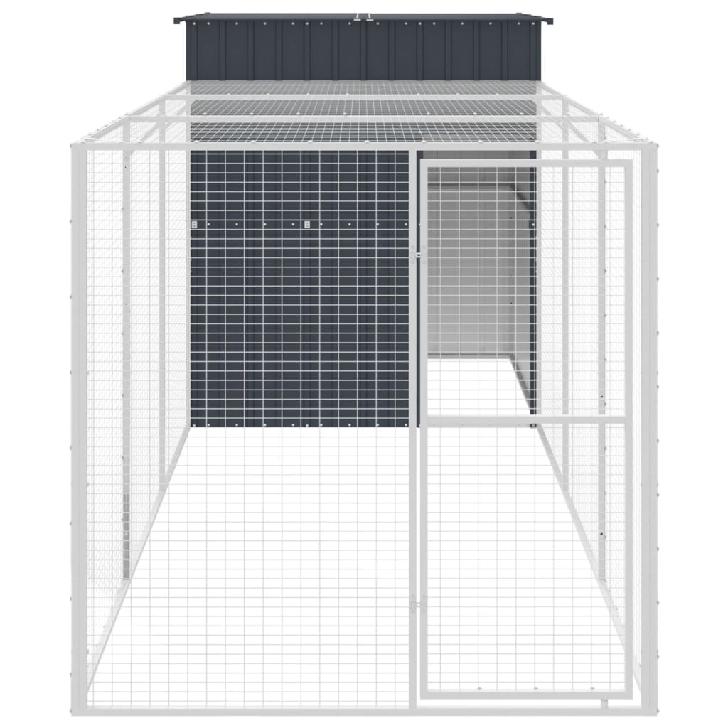 vidaXL Chicken Cage with Run Anthracite 165x455x181 cm Galvanised Steel