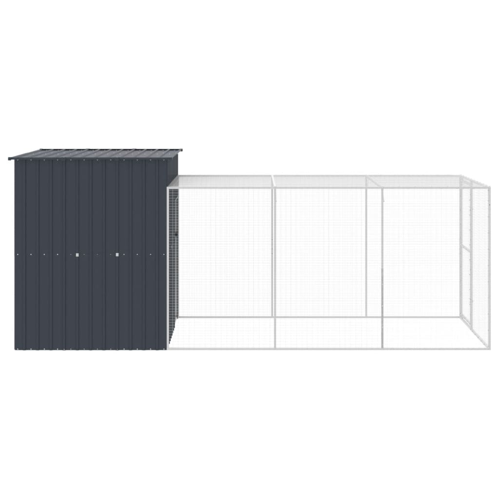 vidaXL Chicken Cage with Run Anthracite 165x455x181 cm Galvanised Steel