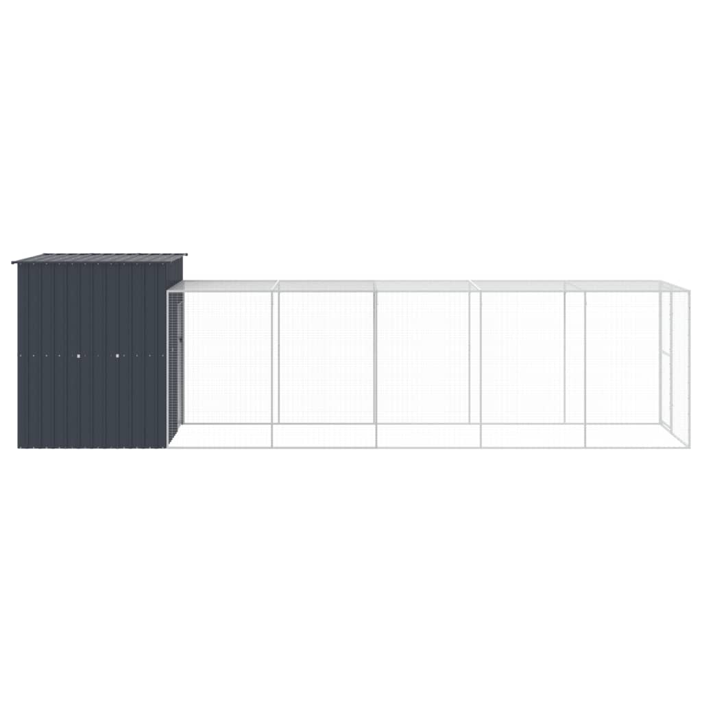 Chicken Cage with Run Anthracite 165x659x181 cm Galvanised Steel