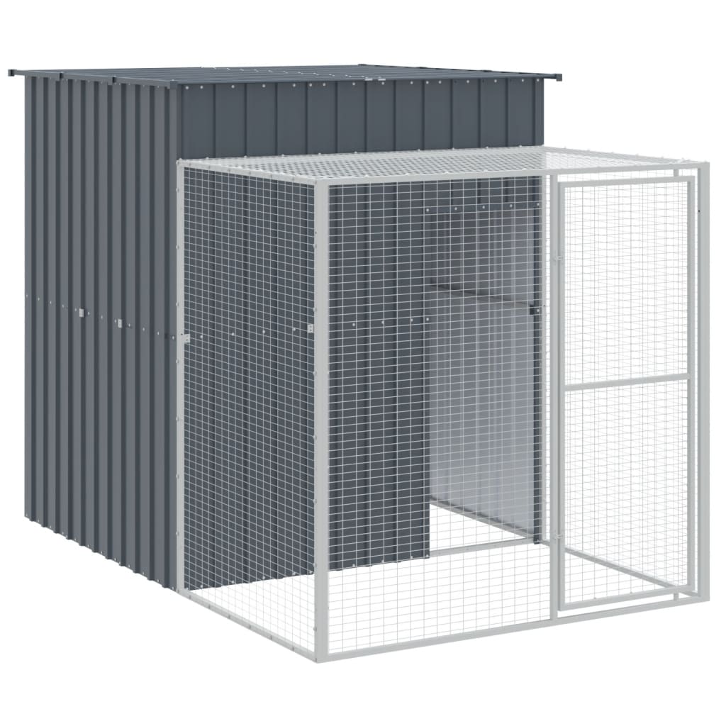 Chicken Cage with Run Anthracite 165x659x181 cm Galvanised Steel