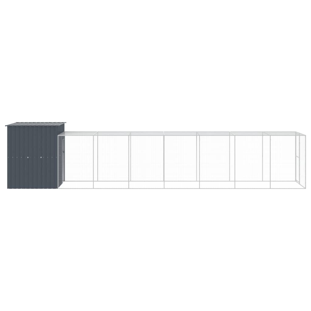 Chicken Cage with Run Anthracite 165x863x181 cm Galvanised Steel