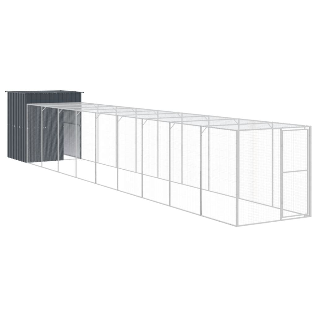 Chicken Cage with Run Anthracite 165x1067x181 cm Galvanised Steel