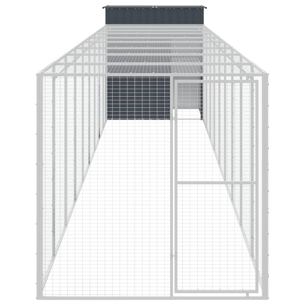 Chicken Cage with Run Anthracite 165x1067x181 cm Galvanised Steel