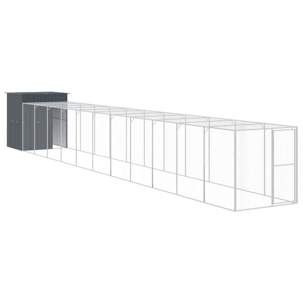 Chicken Cage with Run Anthracite 165x1271x181 cm Galvanised Steel