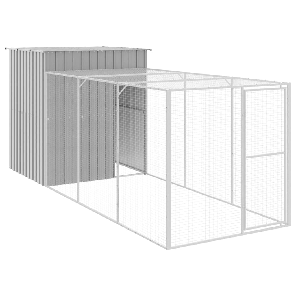 vidaXL Chicken Cage with Run Light Grey 165x455x181 cm Galvanised Steel