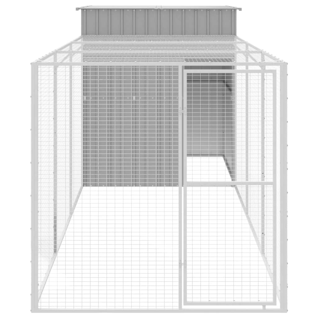 vidaXL Chicken Cage with Run Light Grey 165x455x181 cm Galvanised Steel