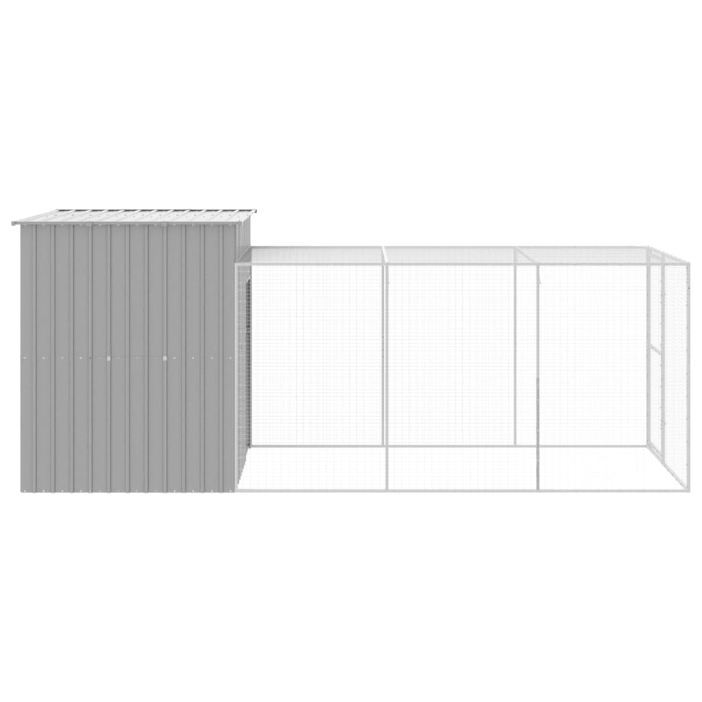 vidaXL Chicken Cage with Run Light Grey 165x455x181 cm Galvanised Steel